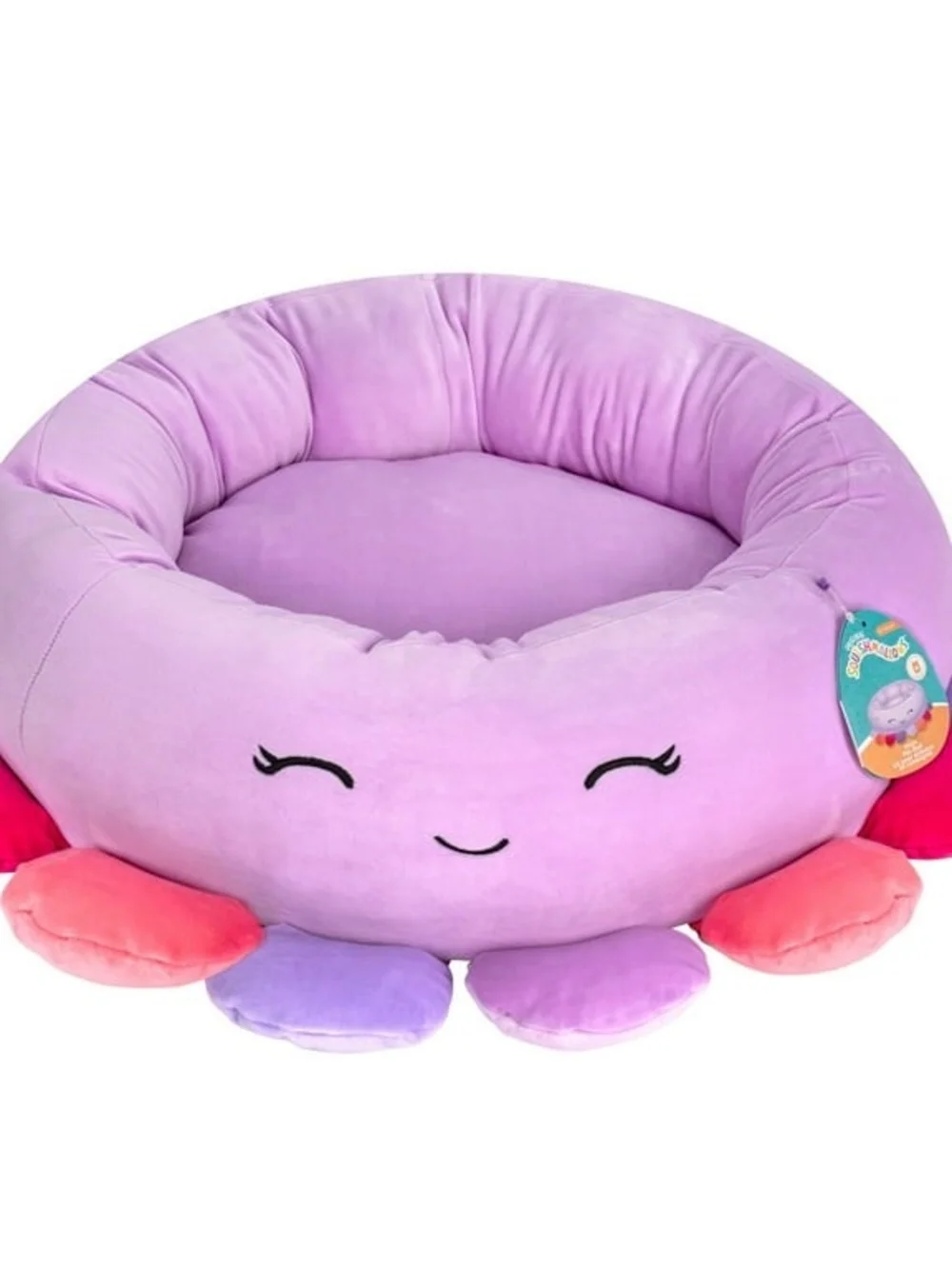 Squishmallows Purple Octopus Dog Bed - Soft Cozy 24